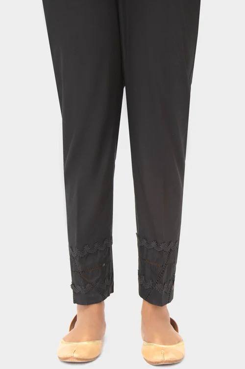 Embellished Cambric Cigeratte Pants - Black Swan
